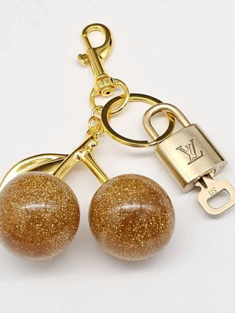 Louis Vuitton Gold Padlock 🔒 Key Set Authentic LV w/ Unbranded Apple Keychain - Picture 8 of 8
